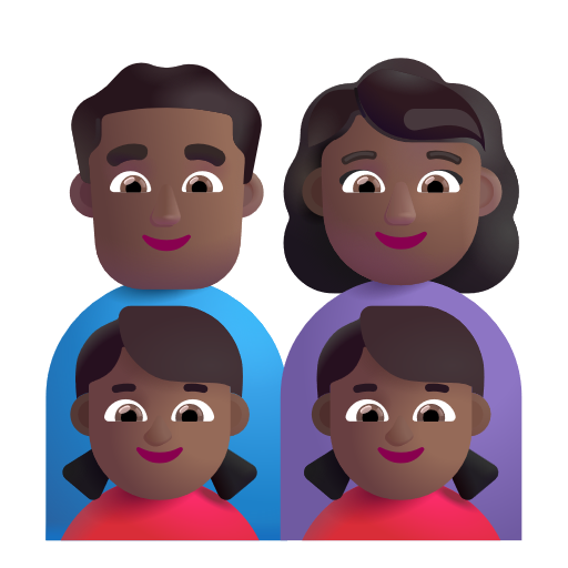 Famille - Homme: Peau Moyennement Foncée, Femme: Peau Moyennement Foncée, Fille: Peau Moyennement Foncée, Fille: Peau Moyennement Foncée