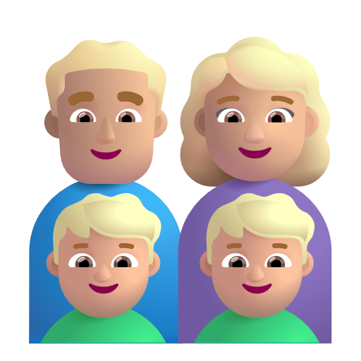 Famille - Homme: Peau Moyennement Claire, Femme: Peau Moyennement Claire, Garçon: Peau Moyennement Claire, Garçon: Peau Moyennement Claire