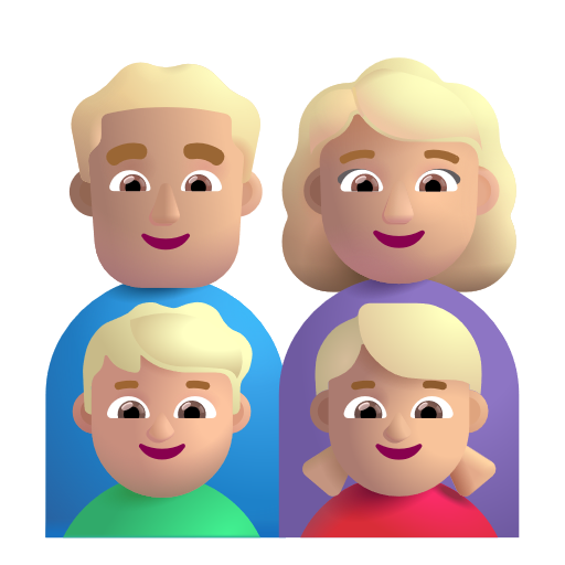 Famille - Homme: Peau Moyennement Claire, Femme: Peau Moyennement Claire, Garçon: Peau Moyennement Claire, Fille: Peau Moyennement Claire