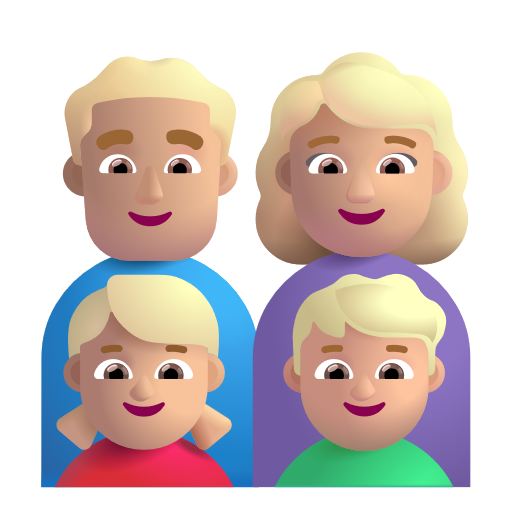 Famille - Homme: Peau Moyennement Claire, Femme: Peau Moyennement Claire, Fille: Peau Moyennement Claire, Garçon: Peau Moyennement Claire
