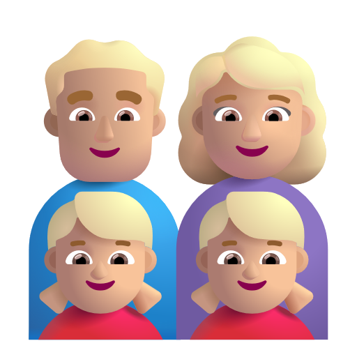 Famille - Homme: Peau Moyennement Claire, Femme: Peau Moyennement Claire, Fille: Peau Moyennement Claire, Fille: Peau Moyennement Claire