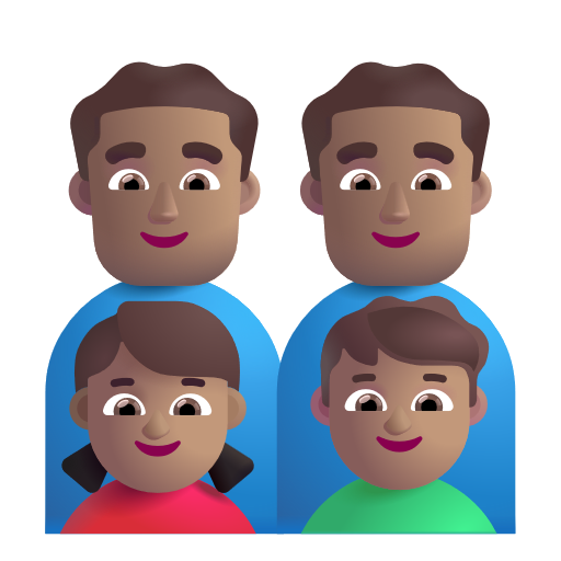 Famille - Homme: Peau Moyenne, Homme: Peau Moyenne, Fille: Peau Moyenne, Garçon: Peau Moyenne