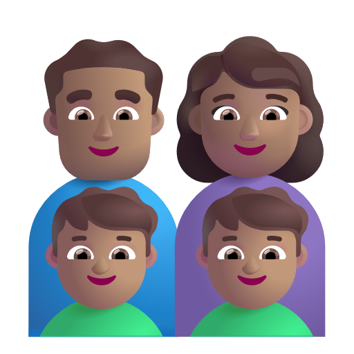 Famille - Homme: Peau Moyenne, Femme: Peau Moyenne, Garçon: Peau Moyenne, Garçon: Peau Moyenne