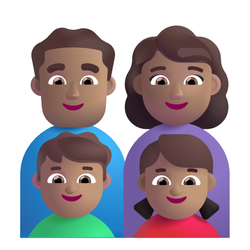 Famille - Homme: Peau Moyenne, Femme: Peau Moyenne, Garçon: Peau Moyenne, Fille: Peau Moyenne