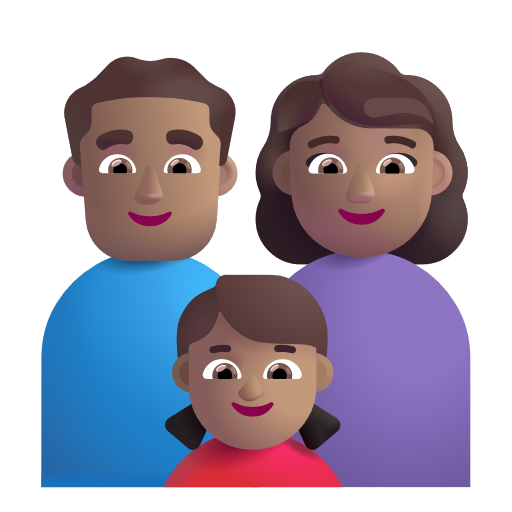 Famille - Homme: Peau Moyenne, Femme: Peau Moyenne, Fille: Peau Moyenne