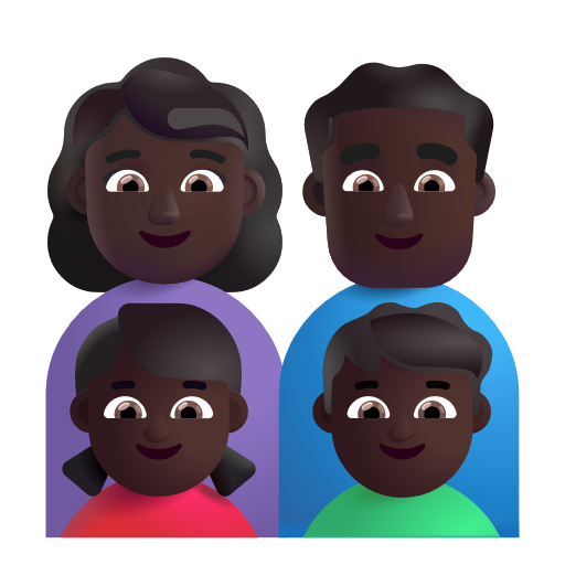 Famille - Femme: Peau Foncée, Homme: Peau Foncée, Fille: Peau Foncée, Garçon: Peau Foncée