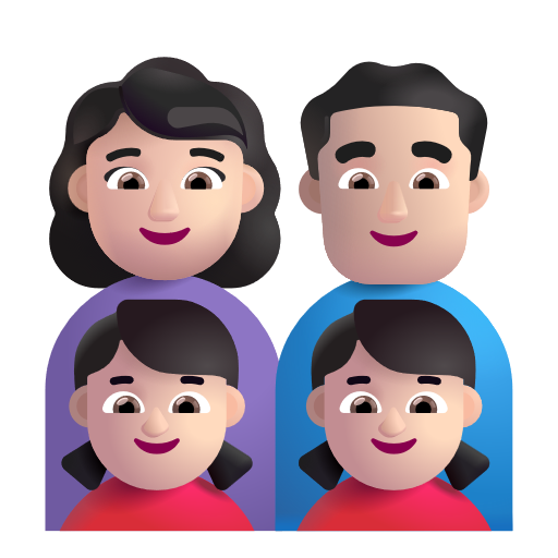 Famille - Femme: Peau Claire, Homme: Peau Claire, Fille: Peau Claire, Fille: Peau Claire