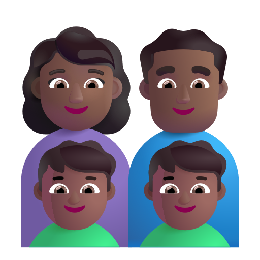 Famille - Femme: Peau Moyennement Foncée, Homme: Peau Moyennement Foncée, Garçon: Peau Moyennement Foncée, Garçon: Peau Moyennement Foncée