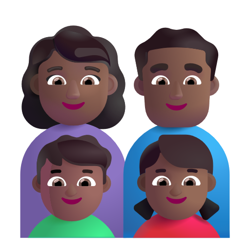 Famille - Femme: Peau Moyennement Foncée, Homme: Peau Moyennement Foncée, Garçon: Peau Moyennement Foncée, Fille: Peau Moyennement Foncée
