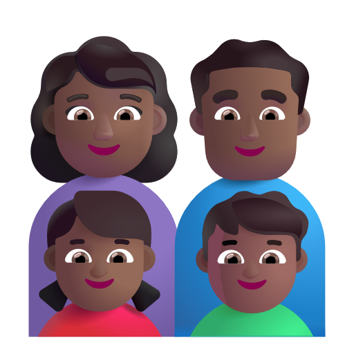 Famille - Femme: Peau Moyennement Foncée, Homme: Peau Moyennement Foncée, Fille: Peau Moyennement Foncée, Garçon: Peau Moyennement Foncée