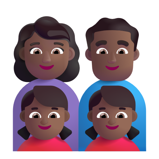 Famille - Femme: Peau Moyennement Foncée, Homme: Peau Moyennement Foncée, Fille: Peau Moyennement Foncée, Fille: Peau Moyennement Foncée