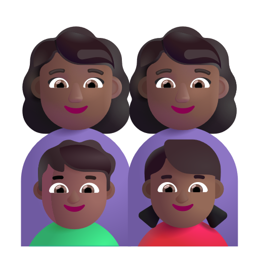 Famille - Femme: Peau Moyennement Foncée, Femme: Peau Moyennement Foncée, Garçon: Peau Moyennement Foncée, Fille: Peau Moyennement Foncée