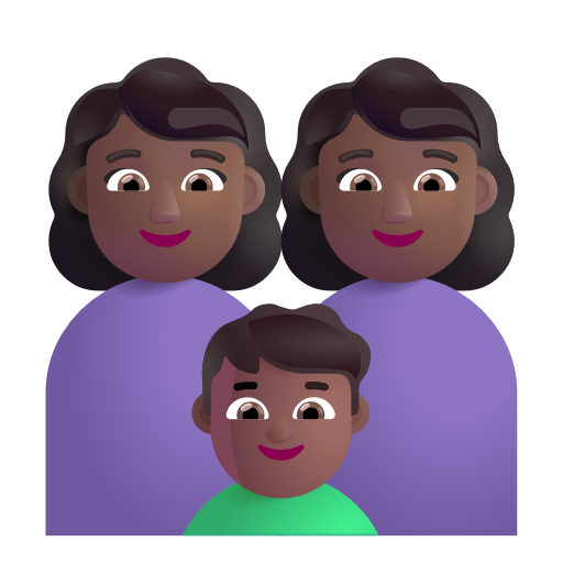 Famille - Femme: Peau Moyennement Foncée, Femme: Peau Moyennement Foncée, Garçon: Peau Moyennement Foncée