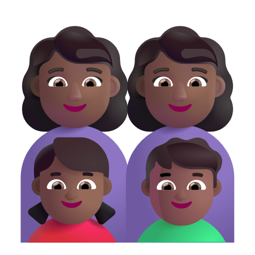 Famille - Femme: Peau Moyennement Foncée, Femme: Peau Moyennement Foncée, Fille: Peau Moyennement Foncée, Garçon: Peau Moyennement Foncée