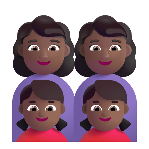 Famille - Femme: Peau Moyennement Foncée, Femme: Peau Moyennement Foncée, Fille: Peau Moyennement Foncée, Fille: Peau Moyennement Foncée
