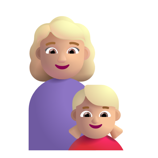 Famille - Femme: Peau Moyennement Claire, Fille: Peau Moyennement Claire