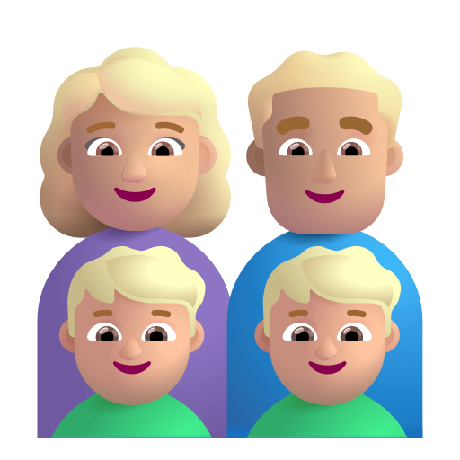 Famille - Femme: Peau Moyennement Claire, Homme: Peau Moyennement Claire, Garçon: Peau Moyennement Claire, Garçon: Peau Moyennement Claire