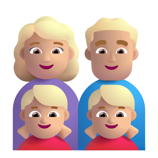 Famille - Femme: Peau Moyennement Claire, Homme: Peau Moyennement Claire, Fille: Peau Moyennement Claire, Fille: Peau Moyennement Claire