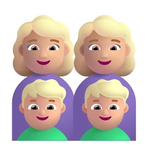 Famille - Femme: Peau Moyennement Claire, Femme: Peau Moyennement Claire, Garçon: Peau Moyennement Claire, Garçon: Peau Moyennement Claire