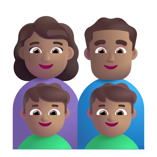 Famille - Femme: Peau Moyenne, Homme: Peau Moyenne, Garçon: Peau Moyenne, Garçon: Peau Moyenne