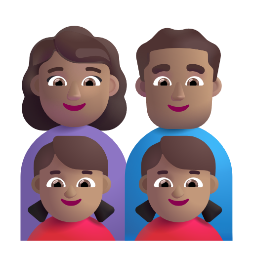 Famille - Femme: Peau Moyenne, Homme: Peau Moyenne, Fille: Peau Moyenne, Fille: Peau Moyenne