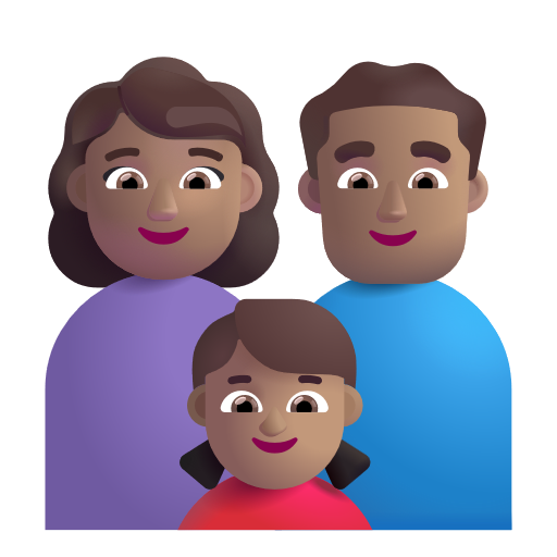 Famille - Femme: Peau Moyenne, Homme: Peau Moyenne, Fille: Peau Moyenne
