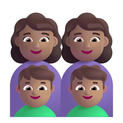 Famille - Femme: Peau Moyenne, Femme: Peau Moyenne, Garçon: Peau Moyenne, Garçon: Peau Moyenne