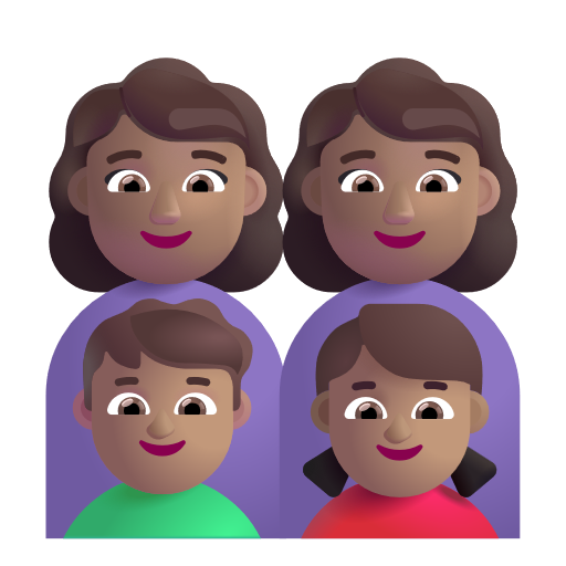 Famille - Femme: Peau Moyenne, Femme: Peau Moyenne, Garçon: Peau Moyenne, Fille: Peau Moyenne