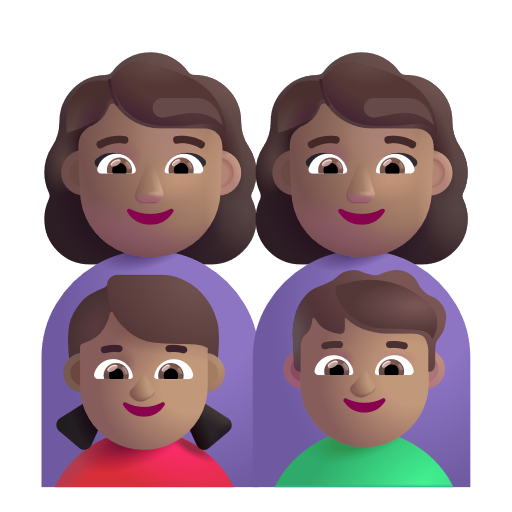Famille - Femme: Peau Moyenne, Femme: Peau Moyenne, Fille: Peau Moyenne, Garçon: Peau Moyenne