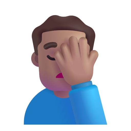 Homme Avec La Paume Sur Le Visage: Peau Moyenne