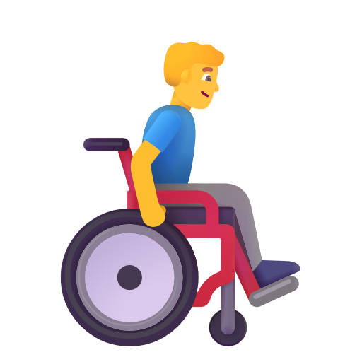 Homme en fauteuil roulant manuel tourné vers la droite