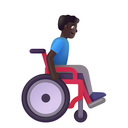 Homme en fauteuil roulant manuel tourné vers la droite: Peau Foncée
