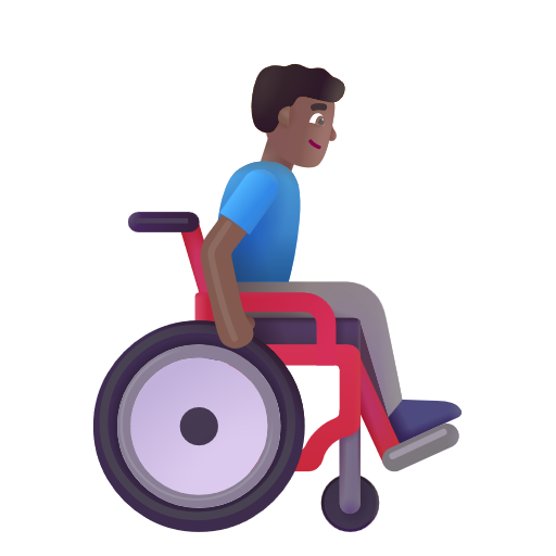 Homme en fauteuil roulant manuel tourné vers la droite: Peau Moyennement Foncée