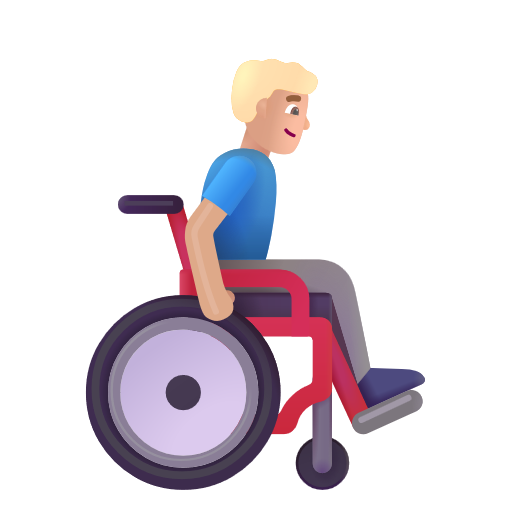Homme en fauteuil roulant manuel tourné vers la droite: Peau Moyennement Claire