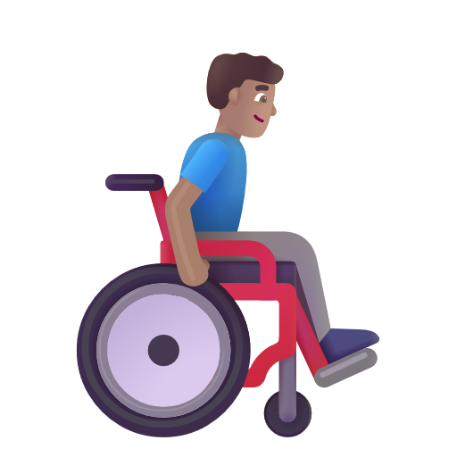 Homme en fauteuil roulant manuel tourné vers la droite: Peau Moyenne