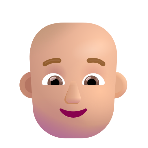 Personne: Peau Moyennement Claire, Chauve