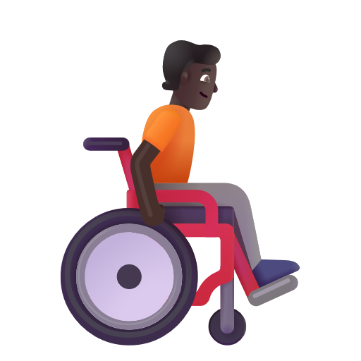 Personne en fauteuil roulant manuel tournée vers la droite: Peau Foncée