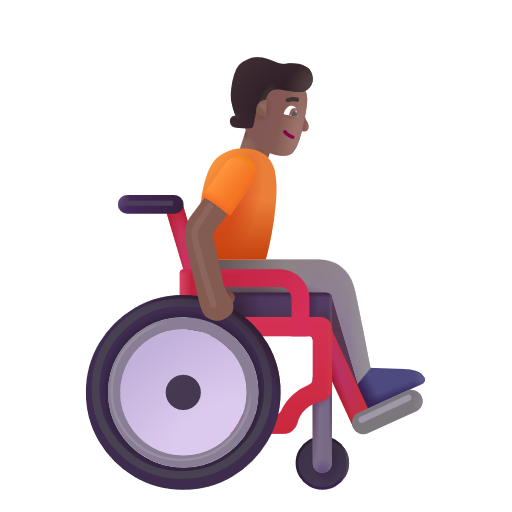 Personne en fauteuil roulant manuel tournée vers la droite: Peau Moyennement Foncée