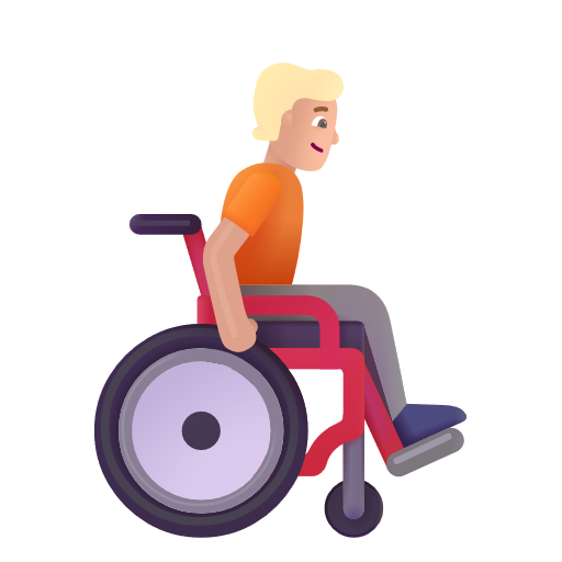 Personne en fauteuil roulant manuel tournée vers la droite: Peau Moyennement Claire