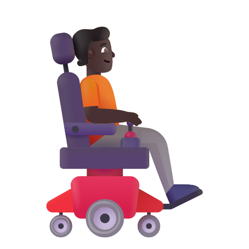 Personne en fauteuil roulant motorisé tournée vers la droite: Peau Foncée