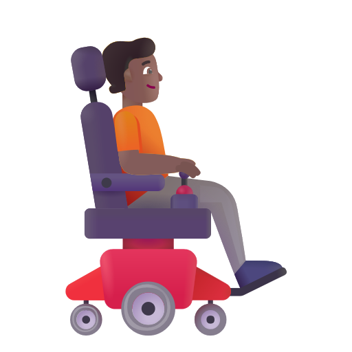 Personne en fauteuil roulant motorisé tournée vers la droite: Peau Moyennement Foncée