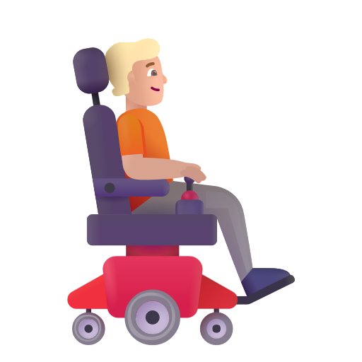 Personne en fauteuil roulant motorisé tournée vers la droite: Peau Moyennement Claire