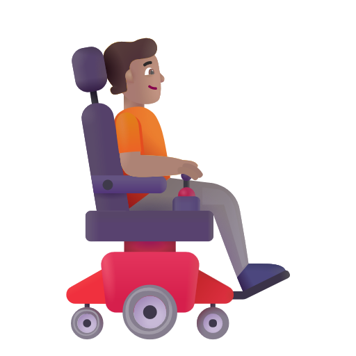 Personne en fauteuil roulant motorisé tournée vers la droite: Peau Moyenne
