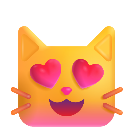 Chat Souriant Aux Yeux En Cœurs