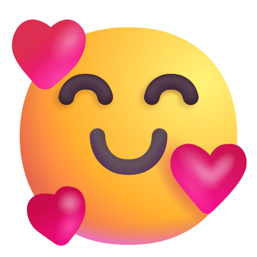 Visage souriant avec des cœurs