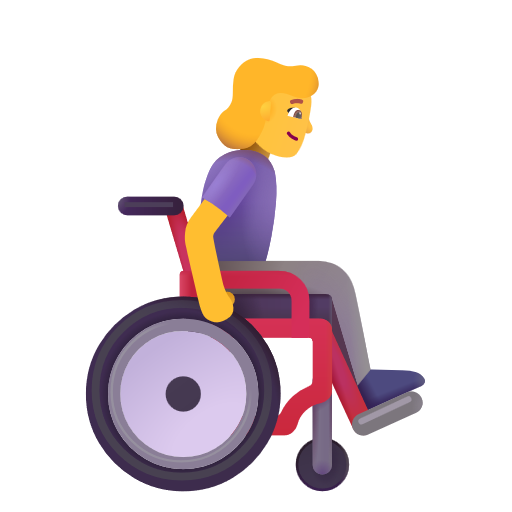 Femme en fauteuil roulant manuel tournée vers la droite