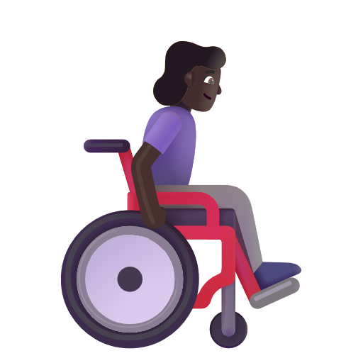Femme en fauteuil roulant manuel tournée vers la droite: Peau Foncée