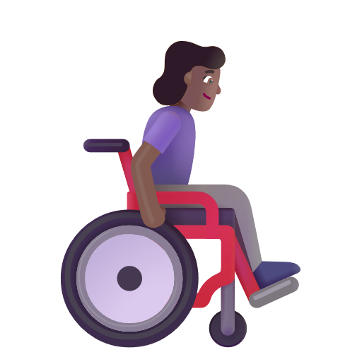 Femme en fauteuil roulant manuel tournée vers la droite: Peau Moyennement Foncée