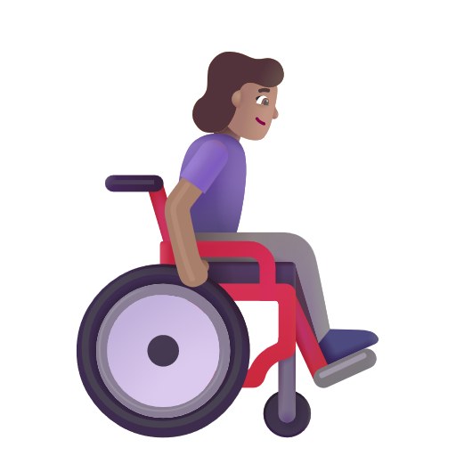 Femme en fauteuil roulant manuel tournée vers la droite: Peau Moyenne