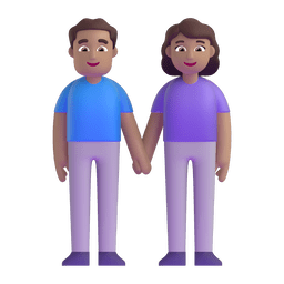 हाथ में हाथ लिए महिला–पुरुष: मध्यम रंग की त्वचा